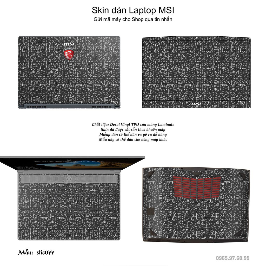 Skin dán Laptop MSI in hình Hoa văn sticker _nhiều mẫu 13 (inbox mã máy cho Shop)