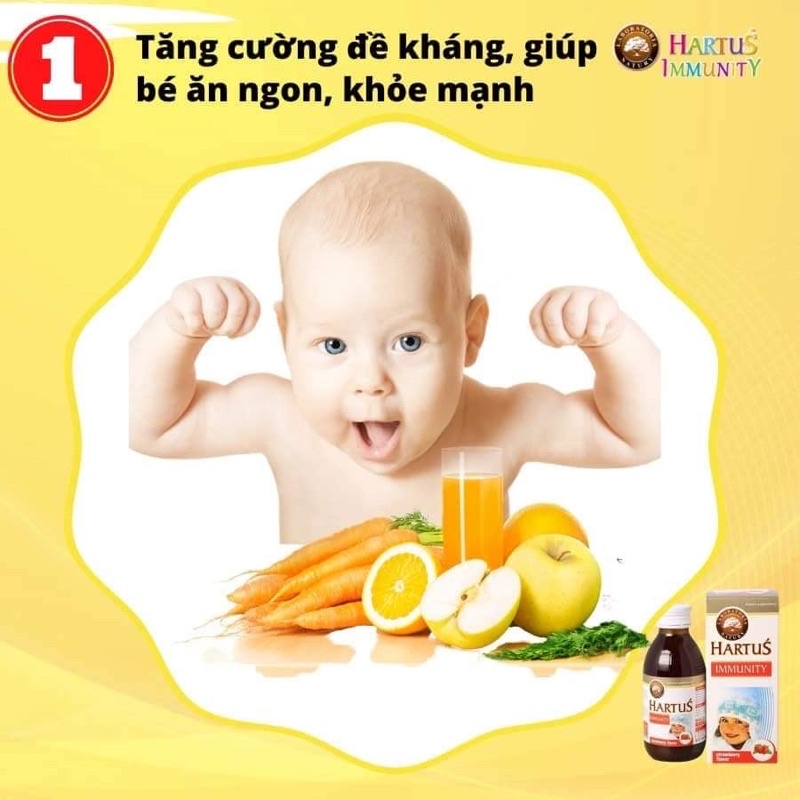 HARTUS IMMUNITY Siro tăng sức đề kháng tăng cường miễn dịch giảm ốm vặt cho trẻ