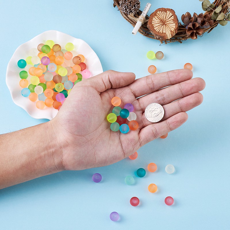 Set 50 hạt tròn trong suốt để làm trang sức thủ công 10mm