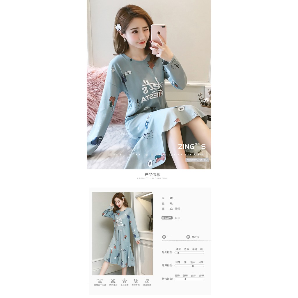 Váy ngủ thu đông cute, dáng rộng đuôi cá chất mịn cho các nàng mặc ở nhà rất thoải mái lại đáng yêu