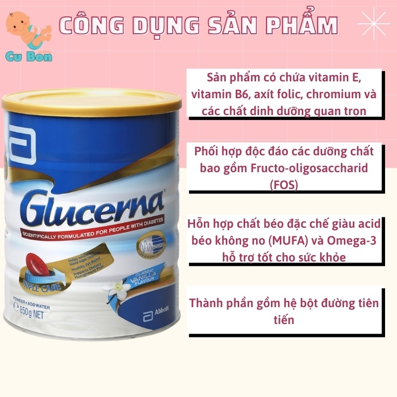 Sữa tiểu đường Glucerna 850g hương Vani Của Úc dành cho người tiểu đường ăn kiêng date mới nhất