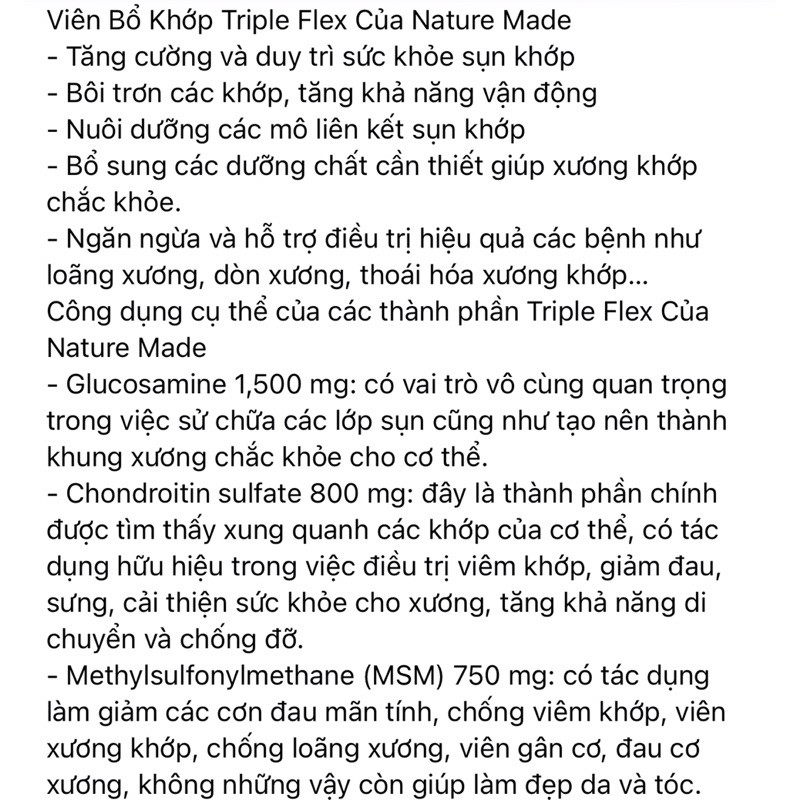 Viên uống bổ khớp Nature Made Triple Flex 200v