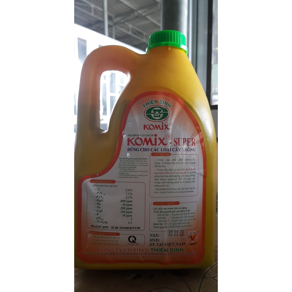 Phân Bón Lá Cao Cấp - Komix Super - Can 5 lit
