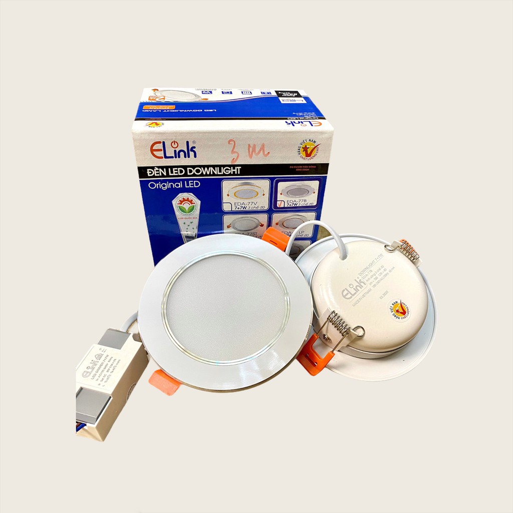 Đèn lon led âm trần 7+7w 3 chế độ Elink P115/90
