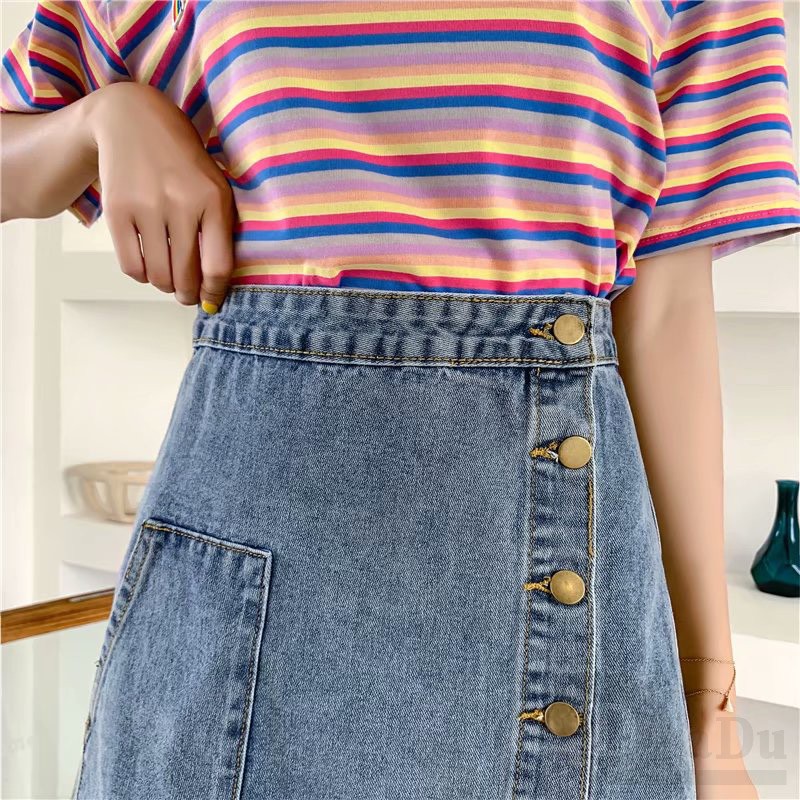 Chân Váy Chữ A Lưng Cao Xếp Ly Phong Cách Retro