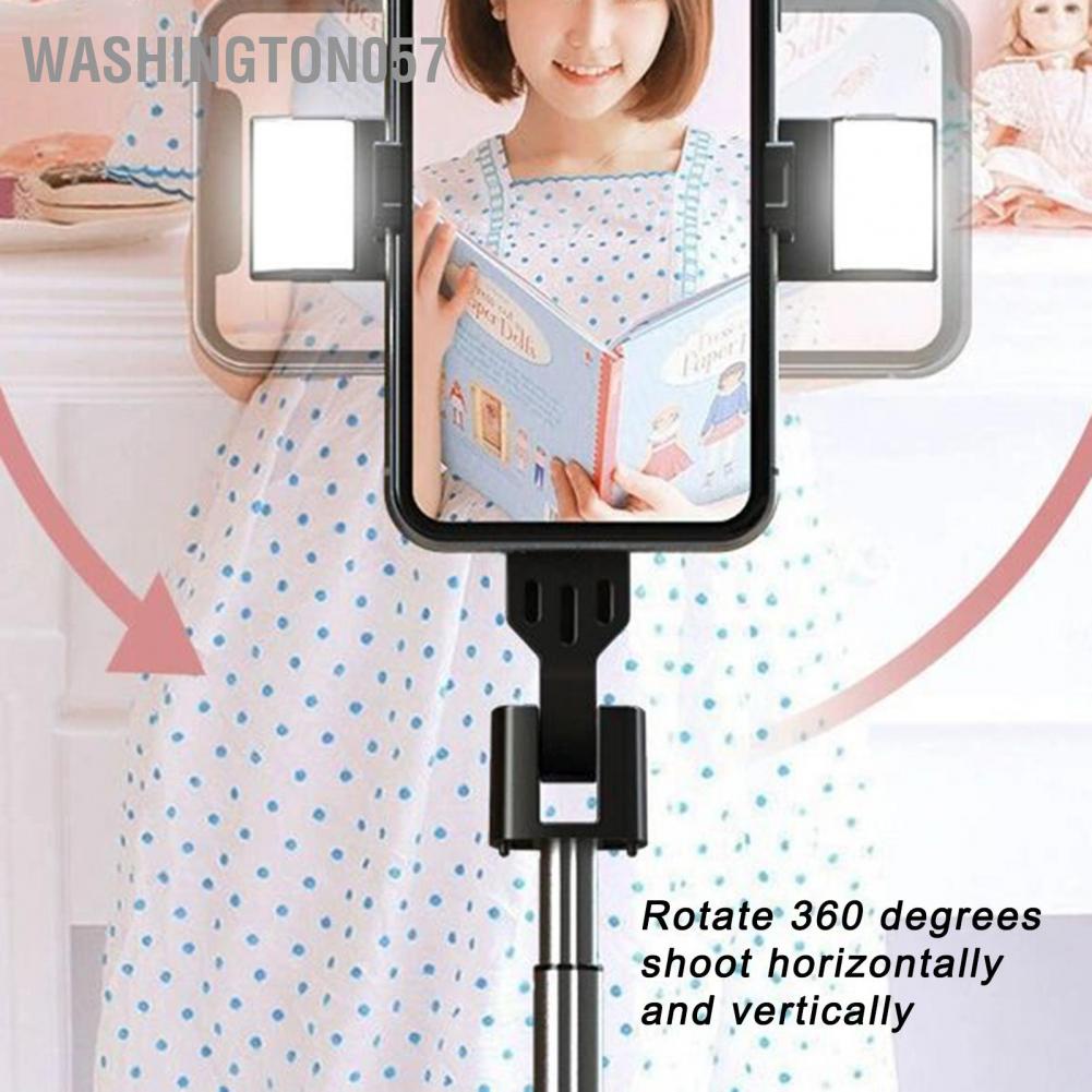 Washington057 Selfie Stick Tripod with Fill Light Dual LED Stable 360 Degree Rotation Phone Stand for Travelling