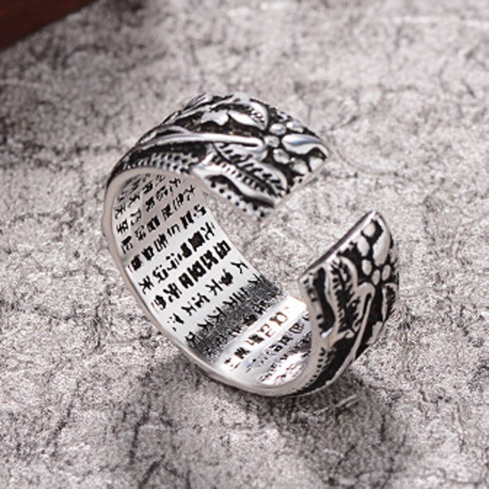 Hihelok Nhẫn bạc 925 họa tiết hoa sen Phật giáo