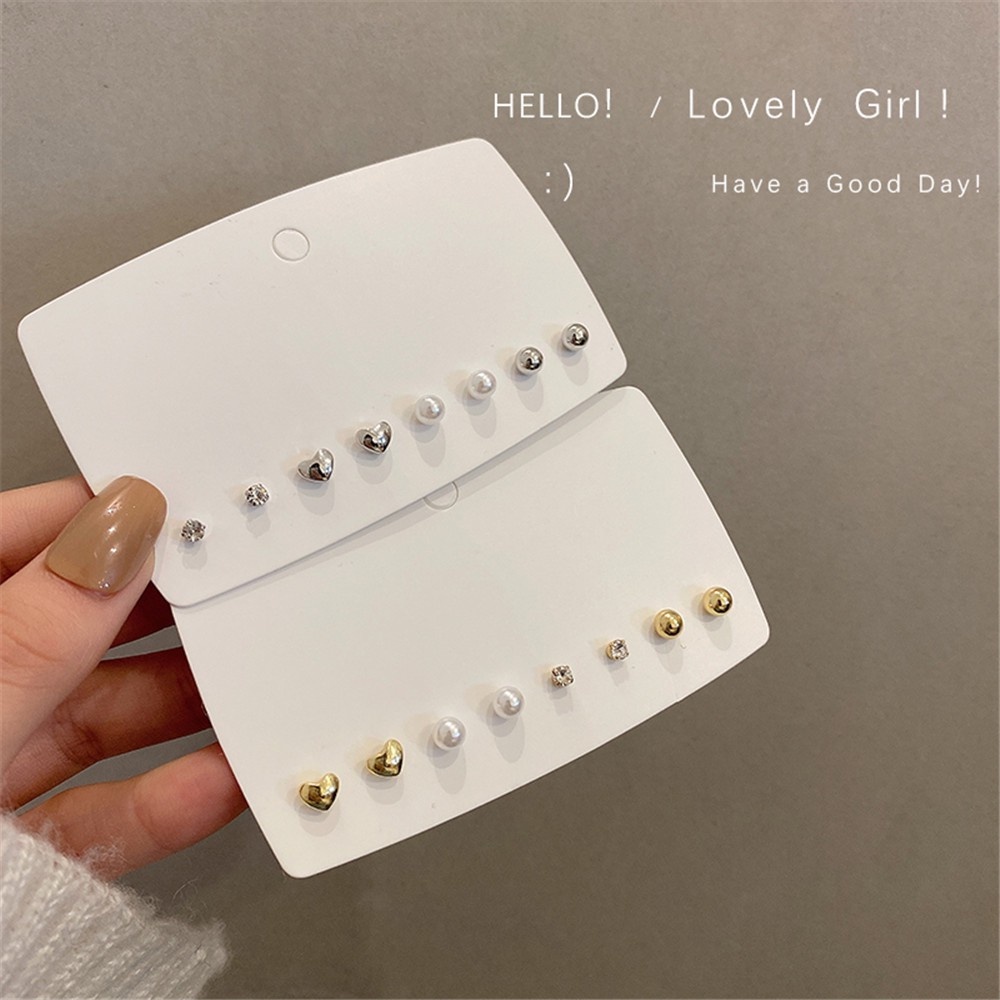 Set 4 đính ngọc trai giả / mặt hình trái tim đơn giản hợp thời trang