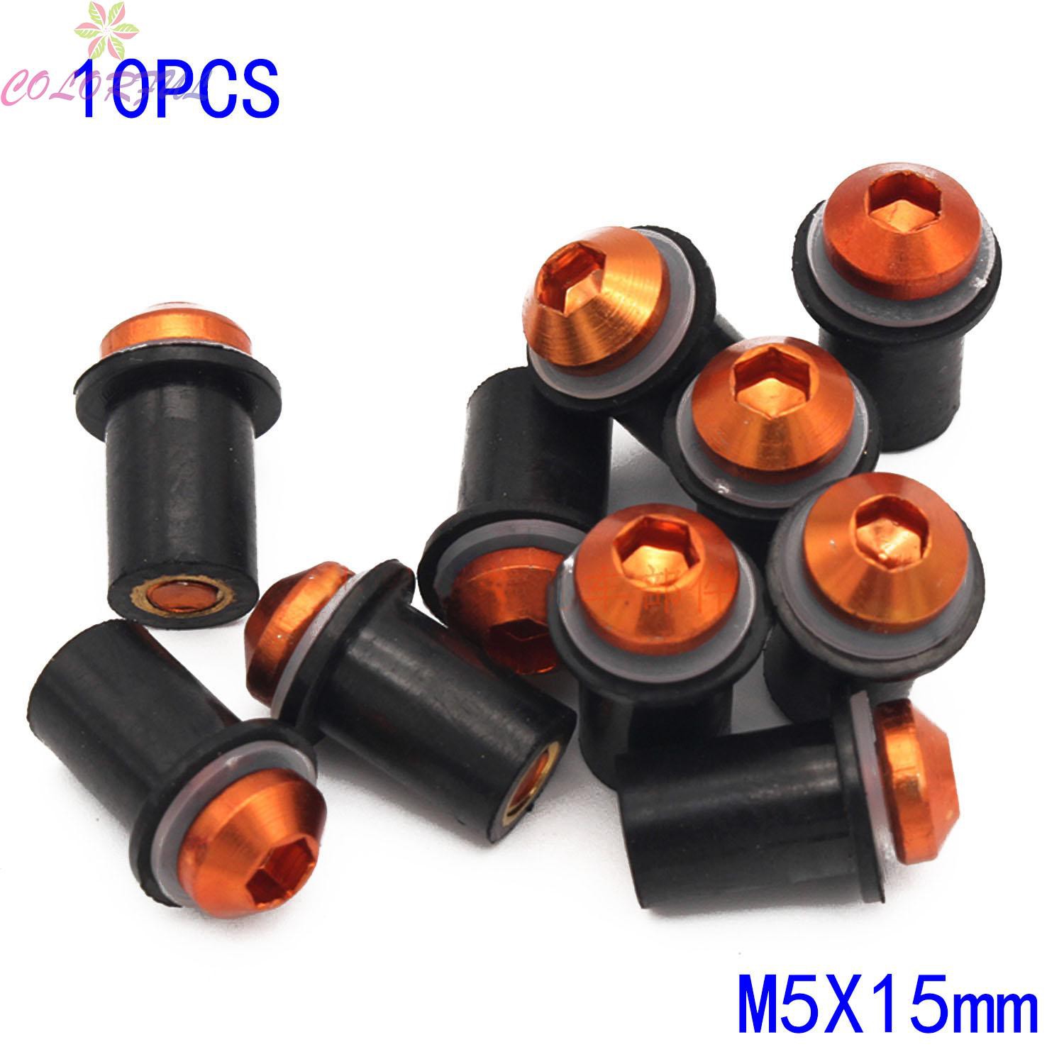 Windshield Nut Anodized Aluminum Accessories Replacement 10pcs Bolt Screw Automobiles Rubber Fairing Motorcycle