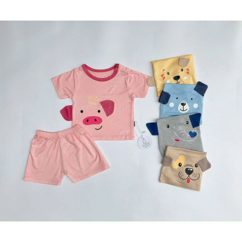 Bộ quần áo cộc tay thun lạnh BIBI KIDS - MẪU HÌNH THÚ cho bé từ 0-18 tháng