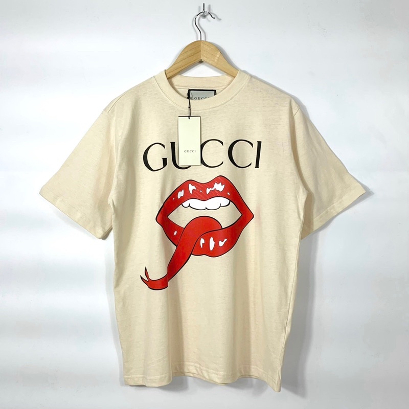 Áo Thun Gucci Môi , Áo Thun Cộc Tay Chất Liệu 100% Cotton