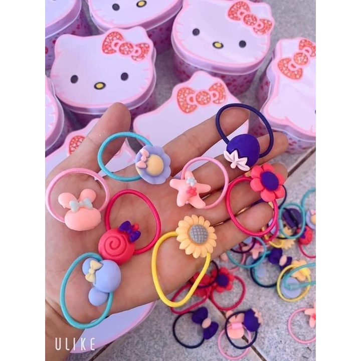 Hộp thun kitty 40 sợi bông hoa trái cây xinh đẹp