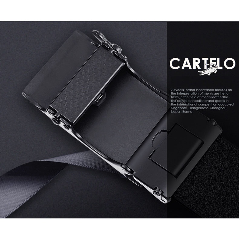 Thắt lưng da nam cao cấp CRTELGK7005G, dây nịt nam da thật rộng 35mm khóa tự động mạ ti tan