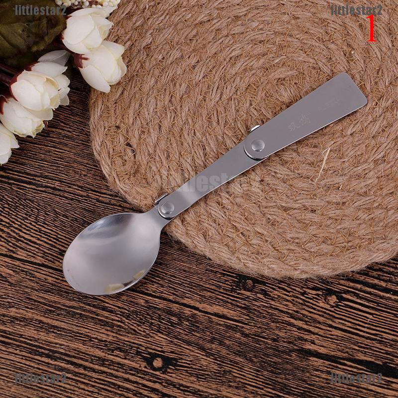 Bộ Muỗng / Nĩa Mini Bằng Thép Không Gỉ Có Thể Gấp Gọn Tiện Lợi Khi Đi Du Lịch