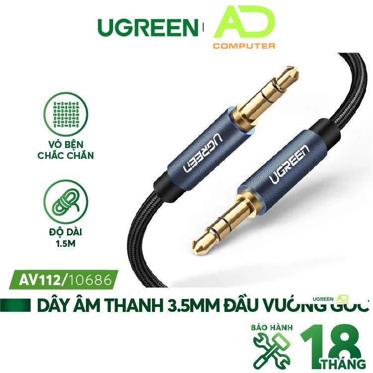 Dây 3.5mm vỏ bện vải sợi tổng hợp, màu đen dùng cho điện thoại máy tính bảng... UGREEN AV112 - Hàng phân phối chính hãng