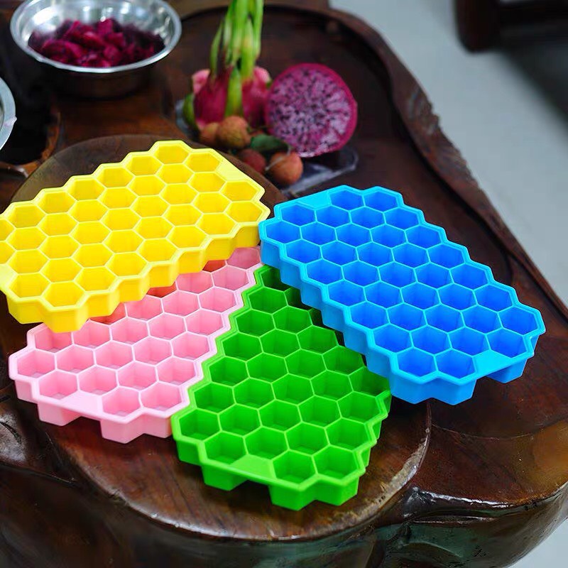 Khay làm đá viên silicon dẻo có nắp đậy chống dính, dễ tách khuôn hình tổ ong ShinHome Baby