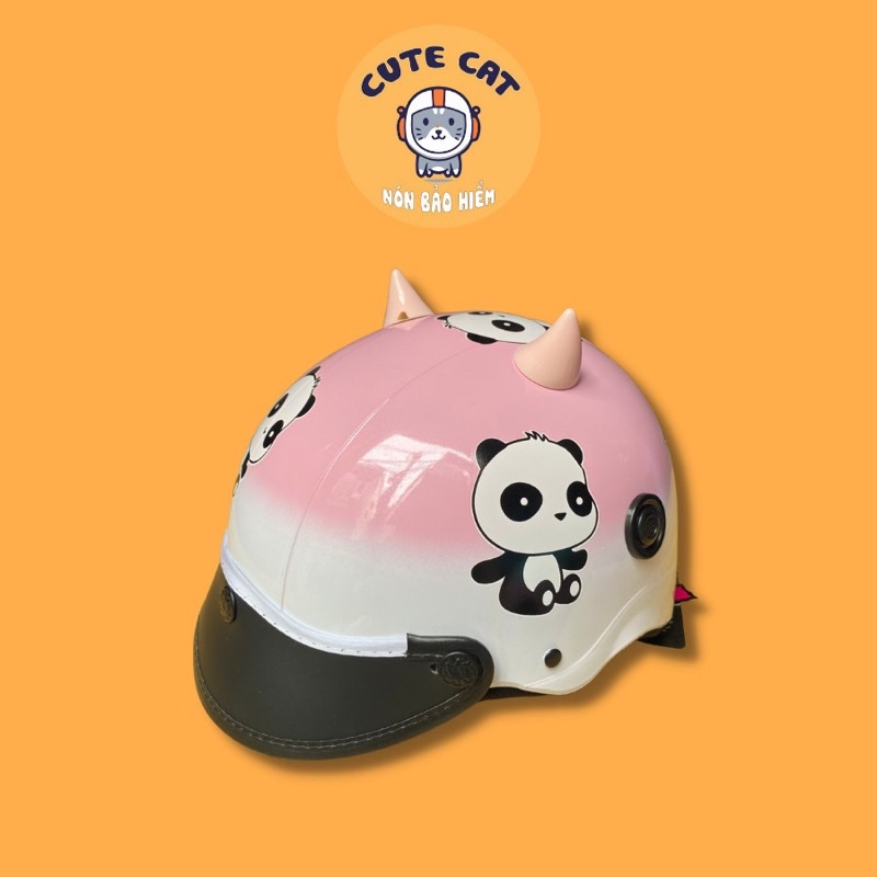 Nón Bảo Hiểm Sticker gấu Trúc Nón Bảo Hiểm Nửa Đầu Sticker Cute Có Nhiều Màu Sắc Lựa Chọn Tem Mác Đầy Đủ CUTE CAT