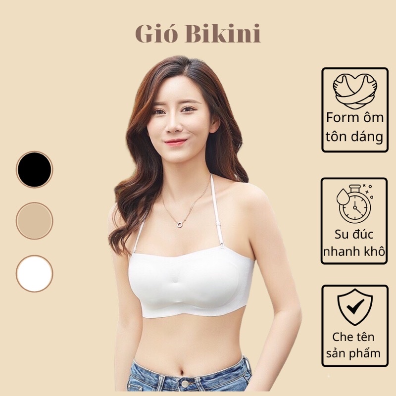 Áo Bra su đúc không đường may dây rút sau cổ siêu hot. Áo bra quây tặng kèm dây áo và dây trong.