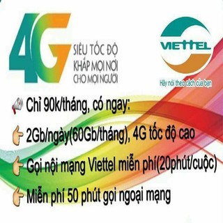 016x Free tháng đầu có sẵn 90k lên gói, V90 SIM Viettel V90 HCM tặng 60gb data + gội NM & LM free - trọn gói