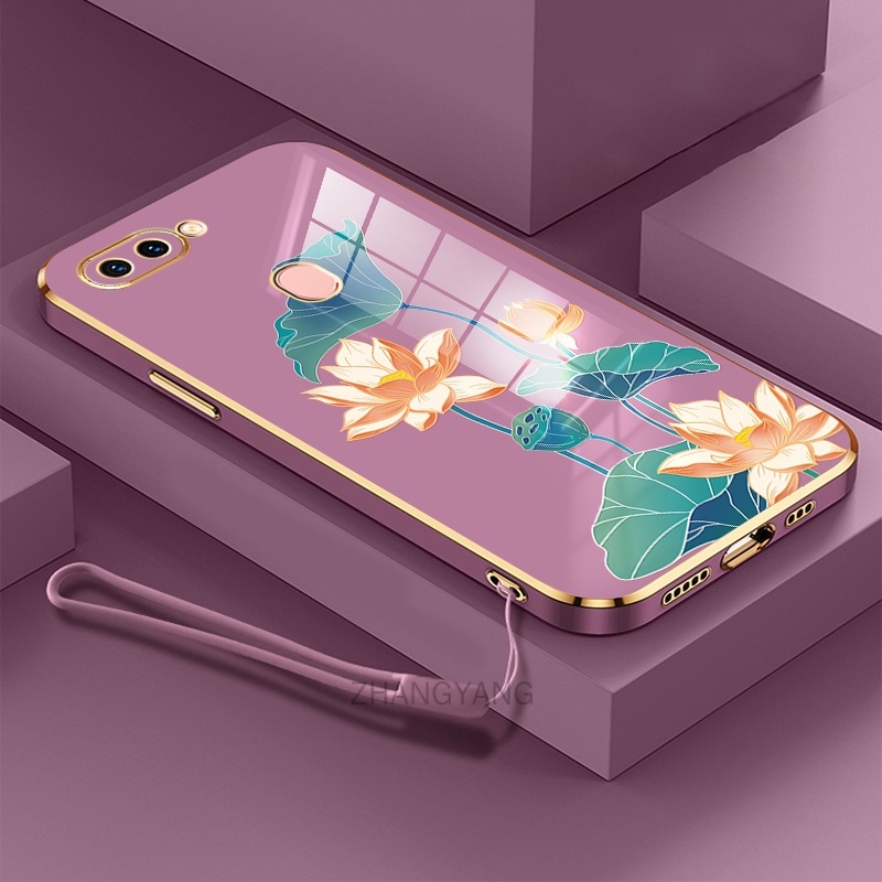 ốp lưng oppo a5s a12 a7 f9 ốp điện thoại oppo a5s a12 a7 f9 Ốp Điện Thoại TPU Dẻo Mạ Màu Họa Tiết Hoa Sen Sang Trọng