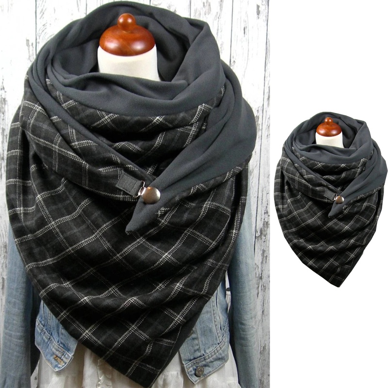 Khăn Choàng Dày Dặn Mềm Mại In Họa Tiết Hoa / Lông Vũ Phối Nút Kẹp Kiểu Vintage Thời Trang Mùa Đông