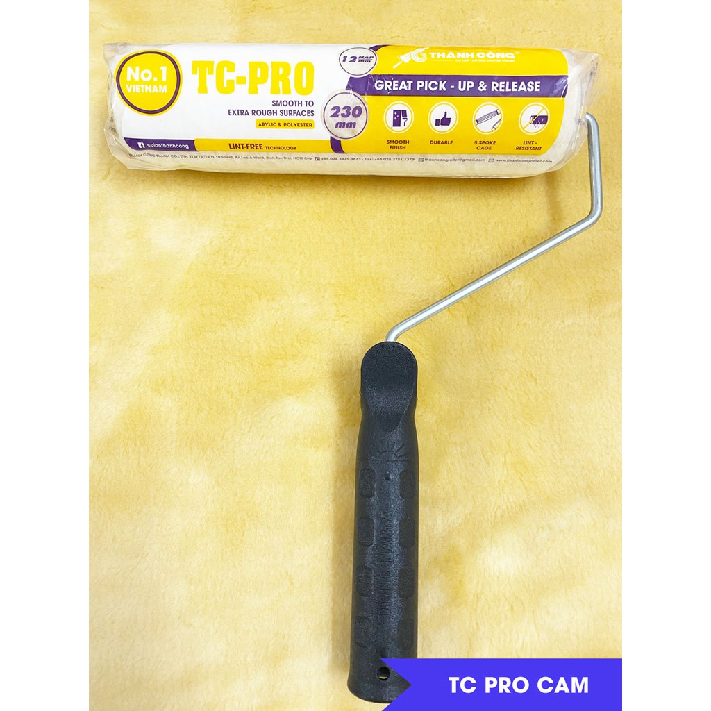 Cọ lăn TC PRO CAM, cây lăn sơn nước, rulo sơn nhà cửa, cho bề mặt phẳng, dùng để sơn lót, sơn hoàn thiện, hút sơn tốt