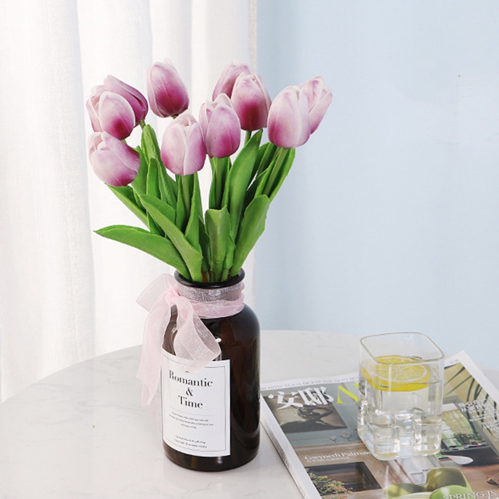 Bộ 5 Bông Hoa Tulip Giả Bằng Nhựa Sống Động Như Thật Trang Trí Nhà Cửa