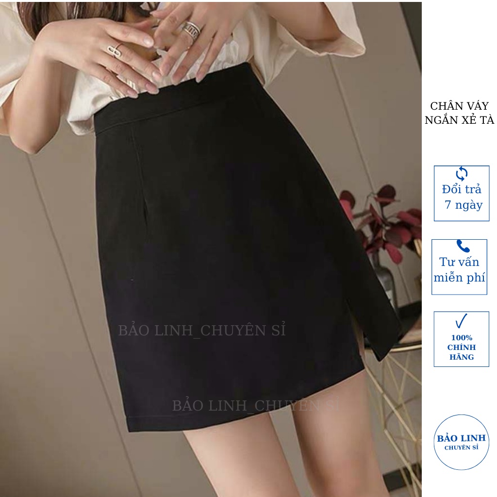 Chân váy ngắn  xẻ tà dáng ngắn cá tính, phong cách công sở sang trọng dáng chữ A