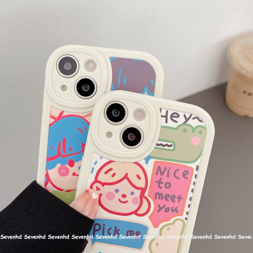 Ốp Điện Thoại Họa Tiết Hoạt Hình Cô Gái Doodle Dễ Thương Cho iPhone 13 12 11 Pro Max SE2020 X XR Xs Max 7 8 Plus