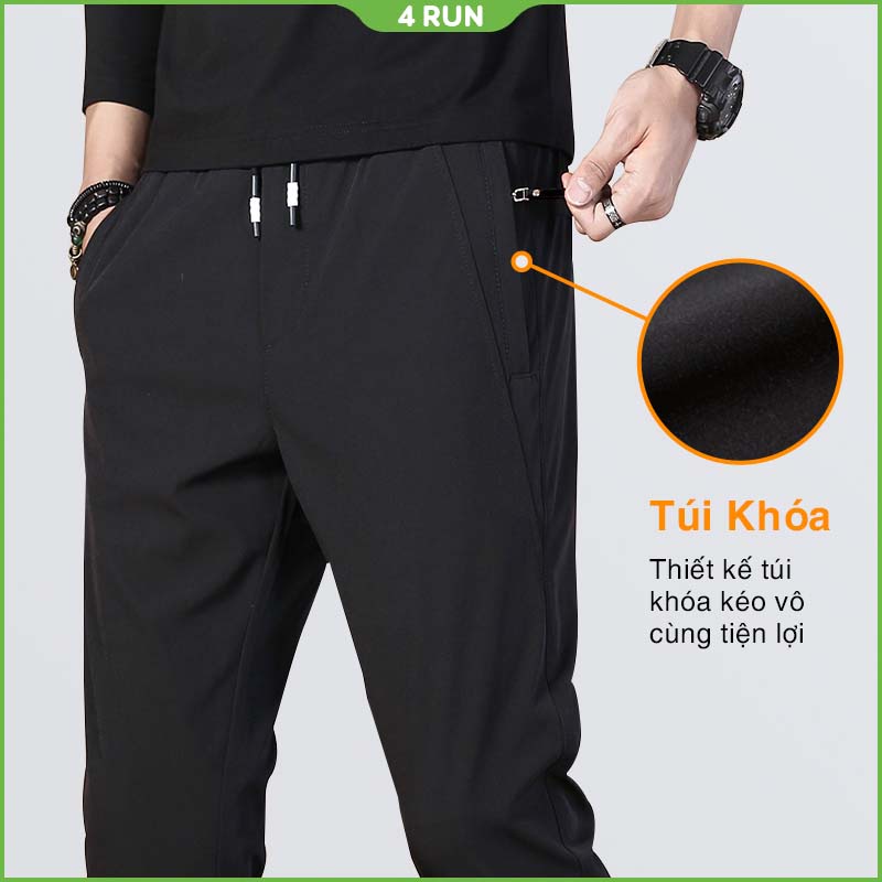 Quần thể thao nam 4RUN Quần jogger nam mã "TT78" kiểu thun trơn bó ống co giãn Hàn Quốc đẹp ống dài mùa đông