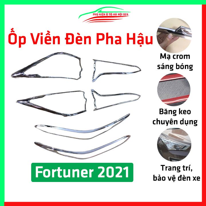 Ốp viền đèn pha hậu mạ crom Fortuner 2021-2022 chống trầy trang trí bảo vệ xe