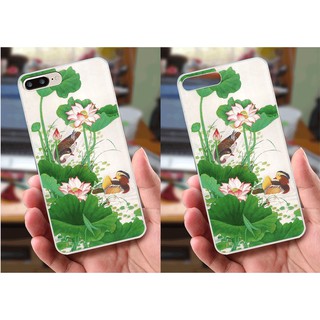 Ốp lưng iPhone 7 Plus / 8 Plus (dẻo viền trắng trong) - Hình Chim Công, Cá Chép, Cò
