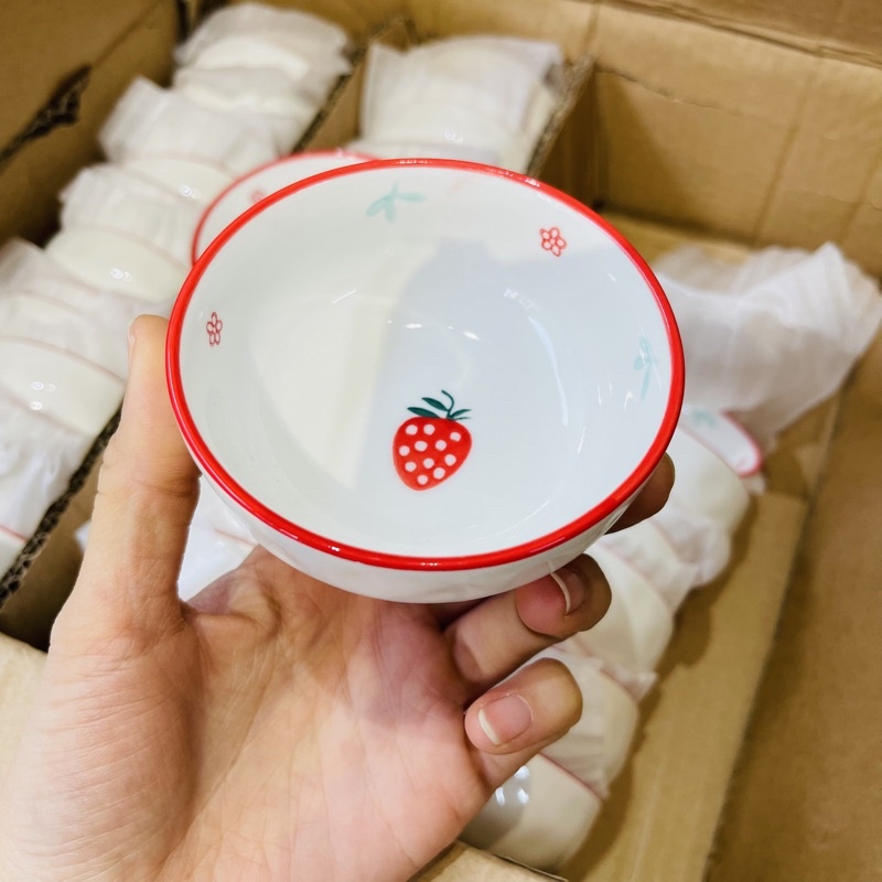 Bộ bát đĩa hoạ tiết dâu tây gốm sứ 15 món siêu đẹp