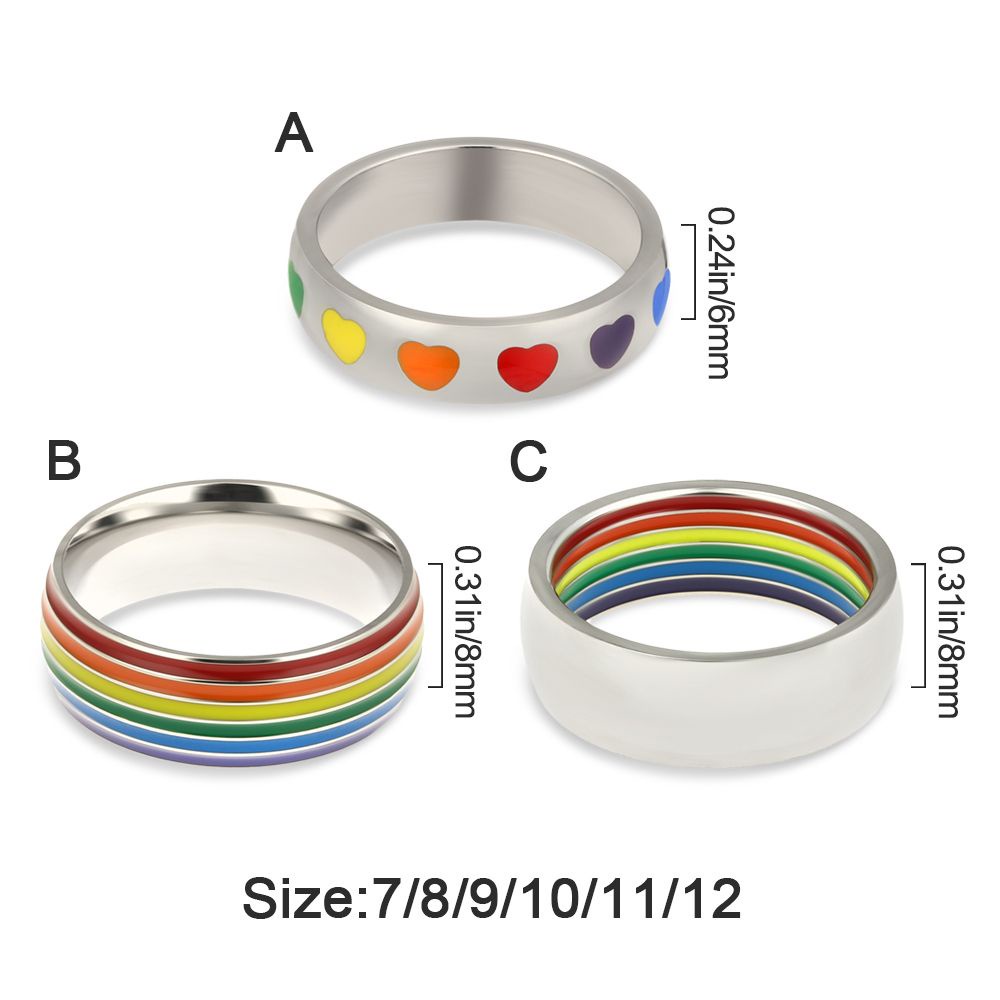 Nhẫn cầu vồng LGBT làm bằng thép không gỉ