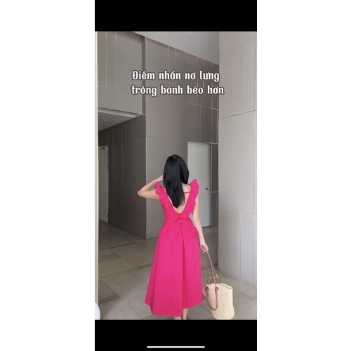 Đầm Váy Maxi Tay Cánh Tiên Nơ Lưng 2 Màu