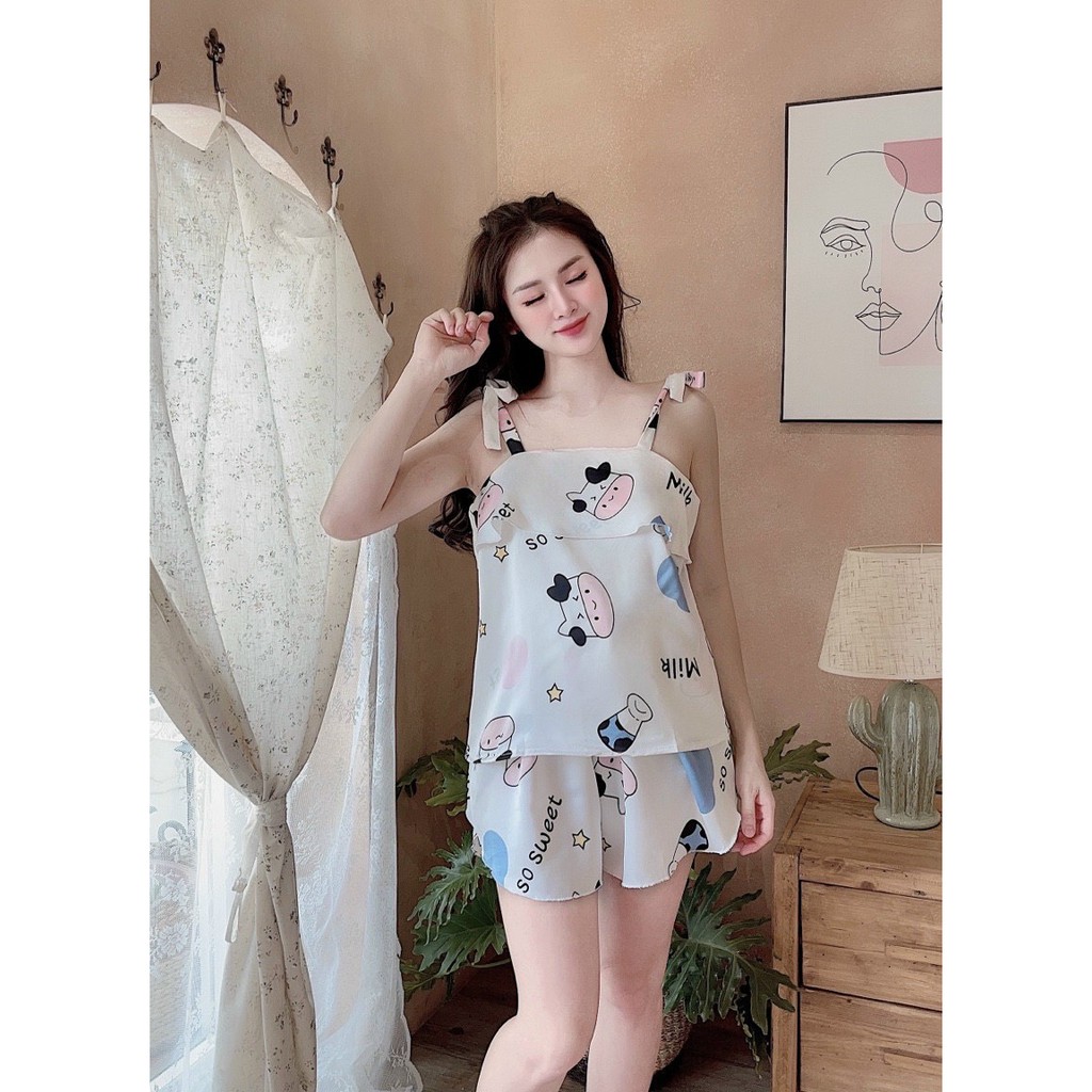 Đồ Ngủ Nữ Đồ Bộ Nữ Pijama Lụa Chất Liệu Satin Hàng Đẹp