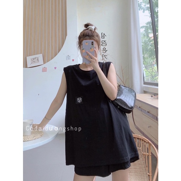 Set bộ tanktop❤️FREESHIP❤️Bộ tanktop 3 món hình thêu bò sữa