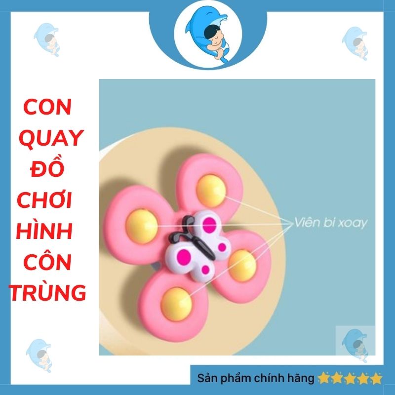 Set 3 Con Quay Đồ Chơi Spinner Hình Côn Trùng Vui Nhộn Có Đế Bám Dính Cho Bé Chơi Tự Lập