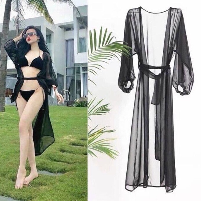 Áo choàng đi biển chất voan đẹp dáng dài - Hàng Quảng Châu