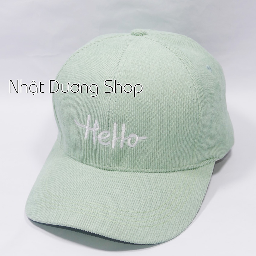 Mũ lưỡi trai ❤️ Nón kết thêu hình chữ Hello chất kaki cao cấp form unisex nam nữ
