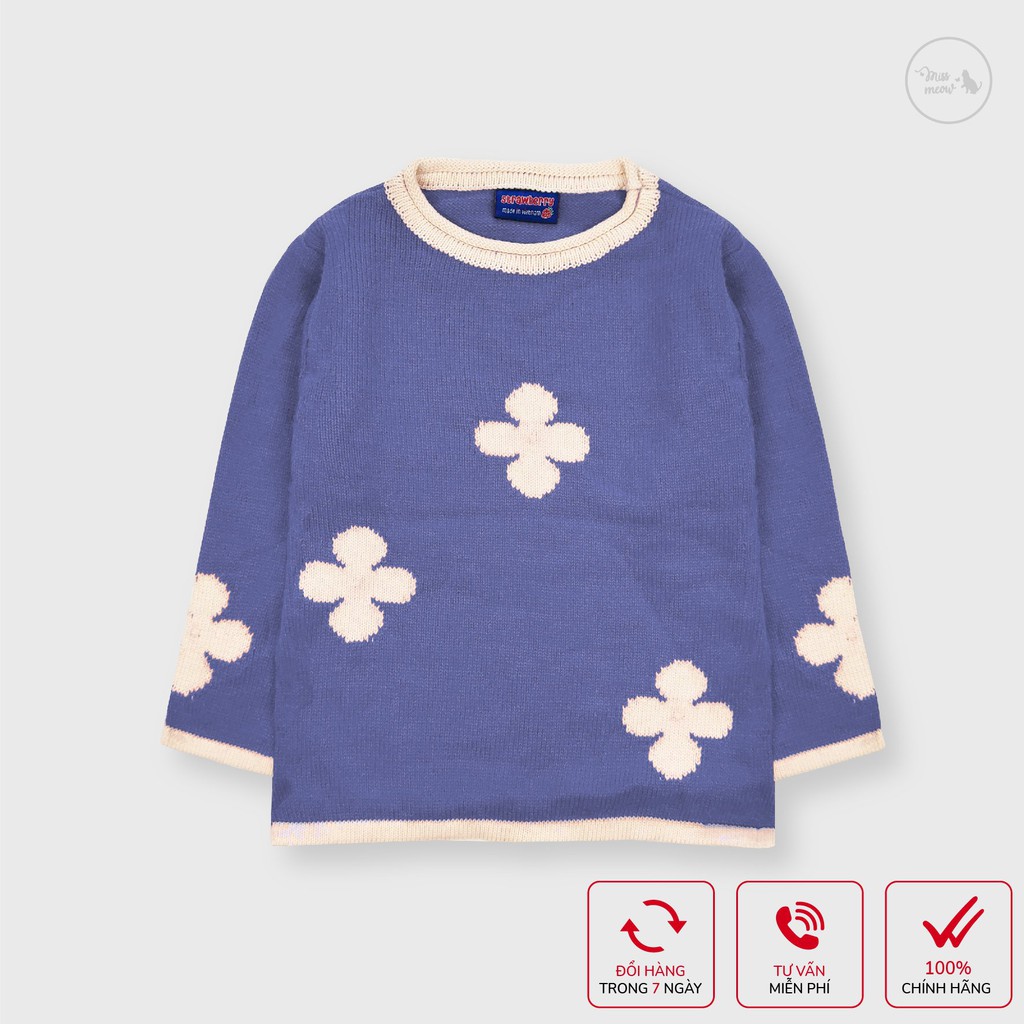 [made in vietnam] Áo len dài tay cho bé gái, áo len trẻ em dệt họa tiết ba bông hoa