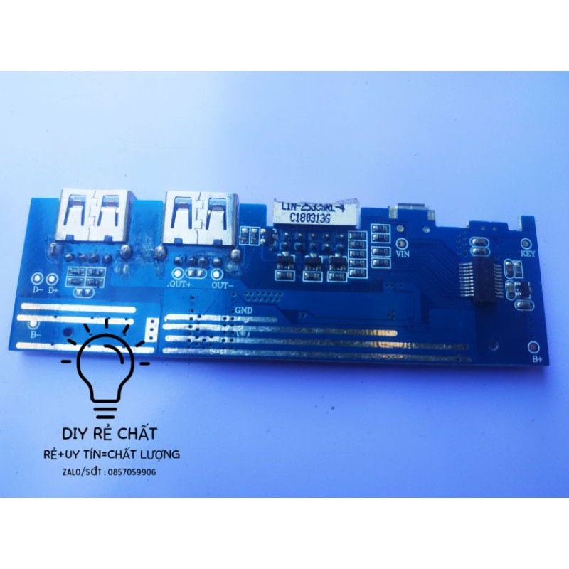 Mạch sạc dự phòng 2.1A giá rẻ , có màn hình lcd hiển % PIN ,full linh kiện