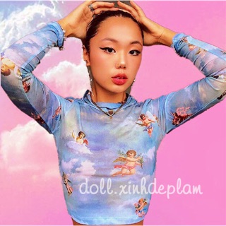 💙Angel Long Top💙 - Croptop tay dài Ulzzang baby blue