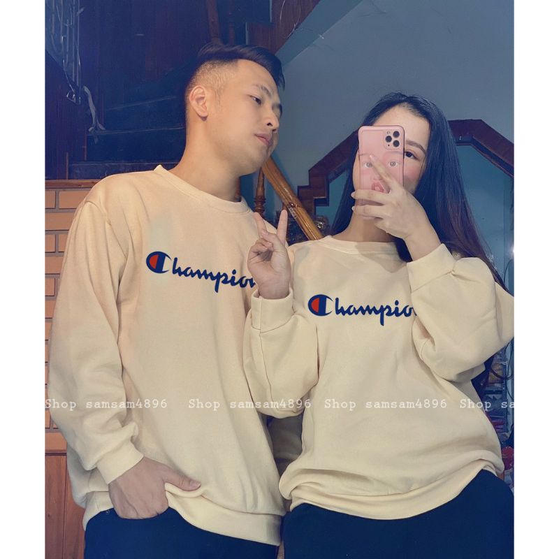 Áo Nỉ Thu đông ChamPionSweater cổ tròn dài tay bồng, thun hoodie form rộng UlzzangChất Nỉ Bông Đẹp Không Bai