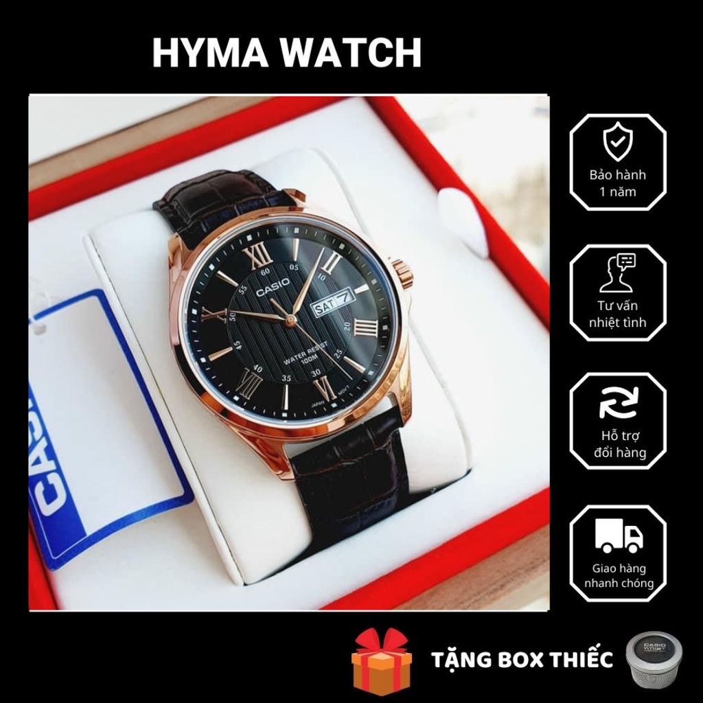 Đồng hồ nam dây da chính hãng Casio MTP 1384L-1AV Bảo hành 1 năm Hyma watch