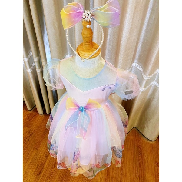 Váy công chúa cho bé/ Đầm công chúa cho bé hoạ tiết Pony bảy màu ‼️ Kèm bờm nơ xinh xắn‼️