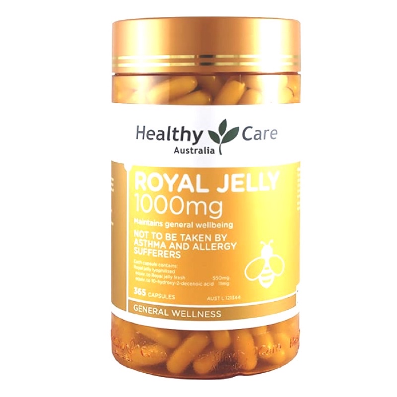 Sữa Ong Chúa Royal Jelly 1000mg Healthy Care [Úc] - Hộp 365 viên - Làm Chậm Quá Trình Lão Hoá Tế Bào