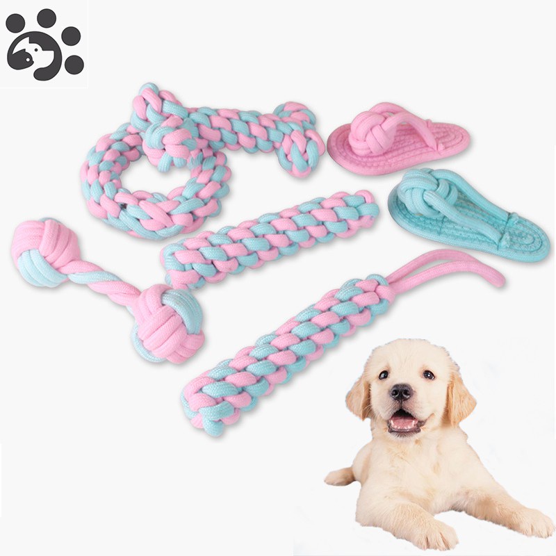 Đồ chơi gặm răng bằng cotton nhiều màu sắc cho thú cưng