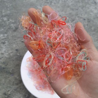 [Nửa kí] 500g Thun cột tóc nhí cho bé 1cm (màu/trong/sọc màu)