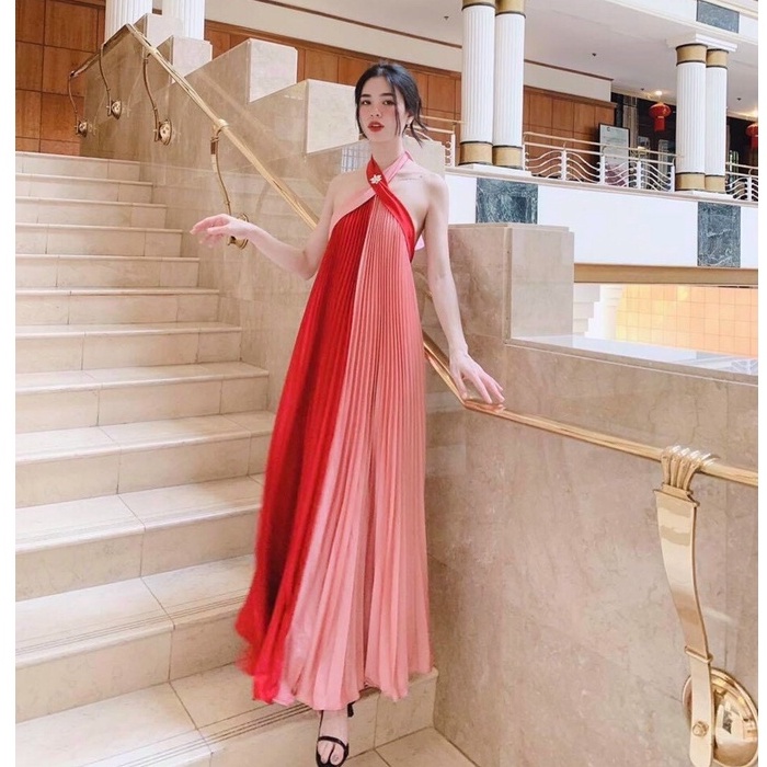 Đầm Maxi Phi Lụa Phối Màu Đi Biển Du Lịch Chụp Ảnh Sống Ảo Bin Sports MA019